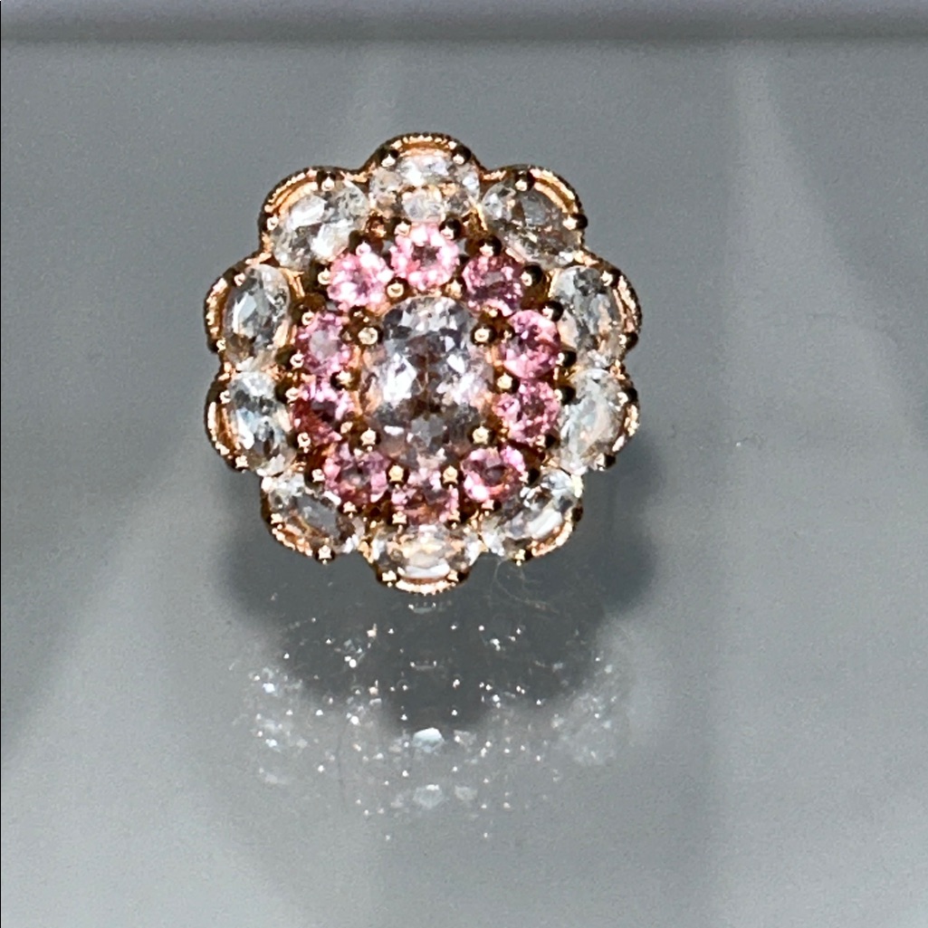 Nwot Rose Gold Plated Sterling Silver Genuine Gemstone Designer Ring Bohemian